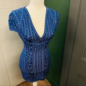 Herve Leger Blue jacquard dress